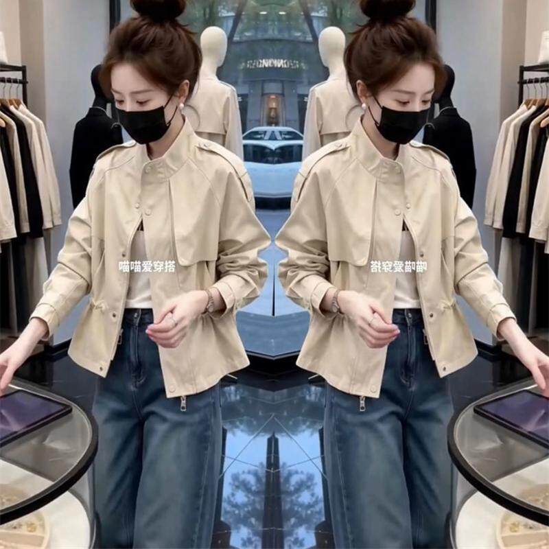 小个子2026秋季网红新品英伦风短风衣外套女高级立领收腰显瘦夹克