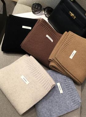 高版本100%WOOL澳洲纯羊毛围巾女冬百搭纯色披肩学生情侣保暖围脖