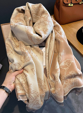 欧美森系双面加长加厚仿羊绒围巾女冬季韩版学生百搭两用保暖披肩