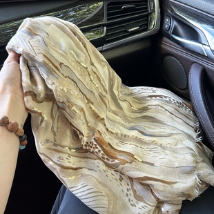 埃及迪拜烫金沙漠穿搭披肩旅游拍照旅游丝巾女防晒包头巾围巾外搭