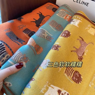 猫咪系列！秋冬季新款外搭围巾女猫咪双面加厚百搭长款披肩仿羊绒