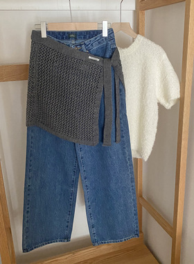 韩国ins镂空羊毛针织绑带屁帘女时尚百搭叠穿遮臀显瘦半身裙搭配