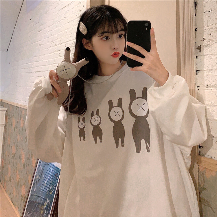 Women's large sweater winter Plush spring and autumn 2020 new loose and lovely cartoon super fire Pullover