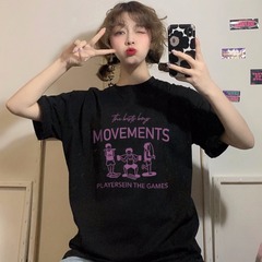 Short sleeve T-shirt women's summer new Korean loose letter large age reducing versatile round neck Pullover medium length top