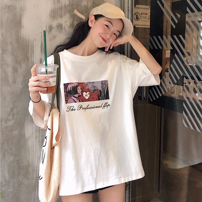 Cotton short sleeve T-shirt women's summer new Korean retro original suzerain loose student fashion large medium length top