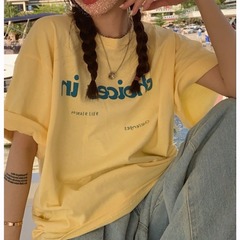 短袖恤女夏韓版寬鬆潮學生中長款網紅大碼字母韓國上衣