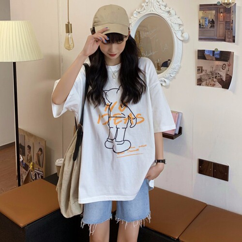 Milk silk short sleeve T-shirt for female students in Europe, America, Hong Kong, fashion brand, loose Korean version, chaoyuansu, fenggao street, big size summer