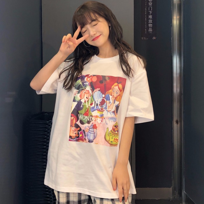 Short sleeve T-shirt women's loose summer clothes Korean students' lazy wind big size girls' top