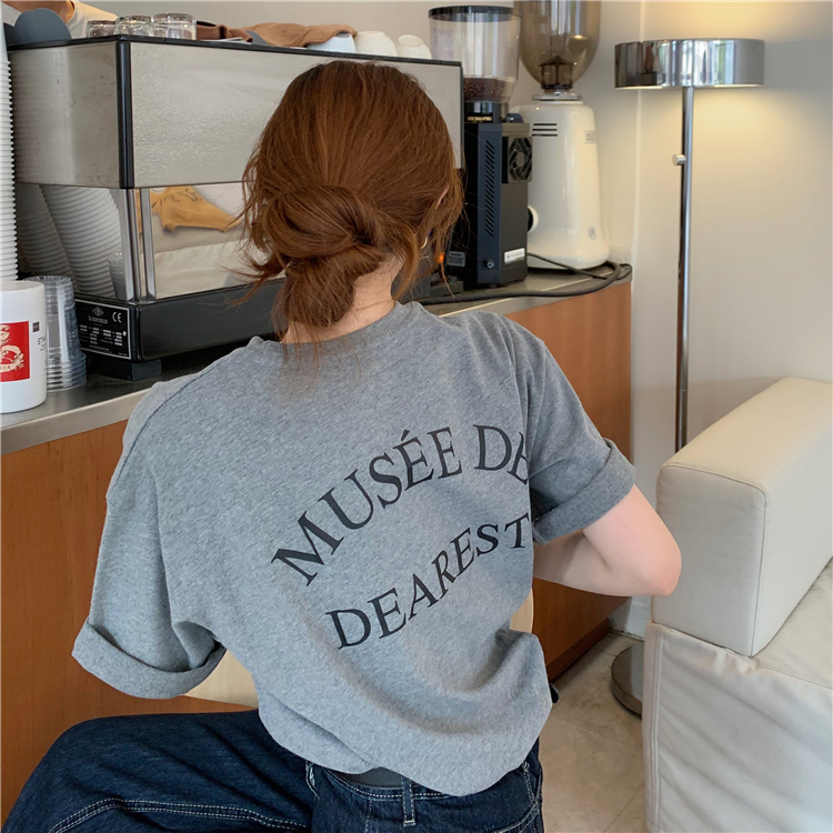 Korean simple letter loose large size short sleeve T-shirt summer new Korean version base coat female