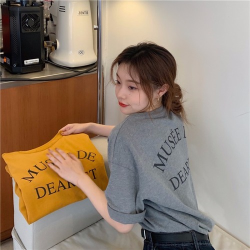 Cotton short sleeve t-shirt female student fashion Korean loose size round neck with bottom coat in summer