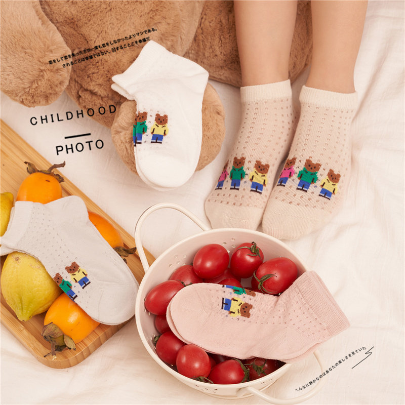 小黑托昵儿童春夏新款薄款男童女童纯棉无骨短袜小黑托尼袜子