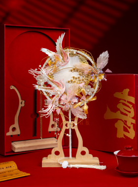 新款双面团扇新娘结婚蚕丝扇diy材料包非遗手工高级婚扇喜扇成品