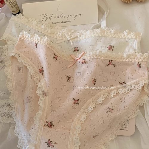 日系蕾丝少女棉质舒适三角内裤