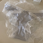 浪漫少女冰丝拼接蕾丝蝴蝶结网纱低腰三角内裤 法式 一部分 我