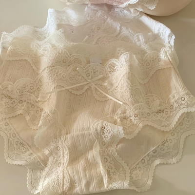 甜甜的夏天~交叉纯棉蕾丝少女低腰三角内裤弹力透气纯棉裆部女士