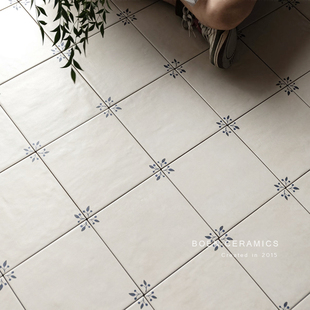 全瓷法式 奶油色枝叶200x200小花砖商铺卫生间厨房阳台浴室地砖