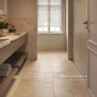 柏恩 复古全瓷民宿阳台莱姆石瓷砖仿古砖厨房卫生间300X300地砖