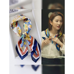 玫瑰的故事刘亦菲黄亦玫同款丝巾几何线条时尚百搭真丝领巾围脖