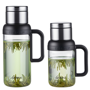 捷安玺水杯玻璃杯大容量泡茶杯茶水分离杯男生款办公室带把手杯子