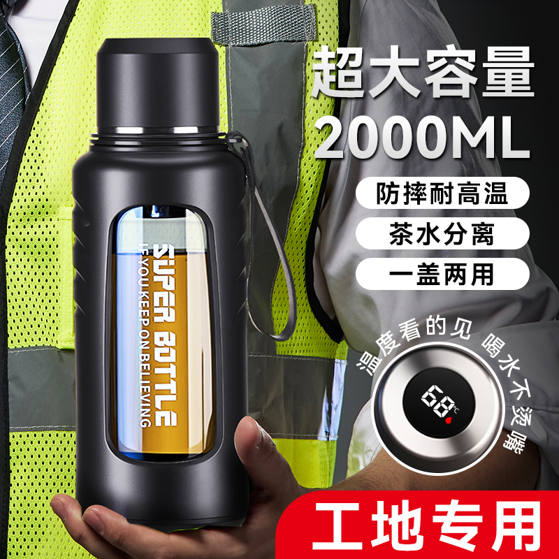 【超大容量防摔】工地男泡茶水杯