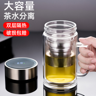 男士 捷安玺茶杯玻璃杯带把手水杯2025新款 茶水分离家用办公室杯子