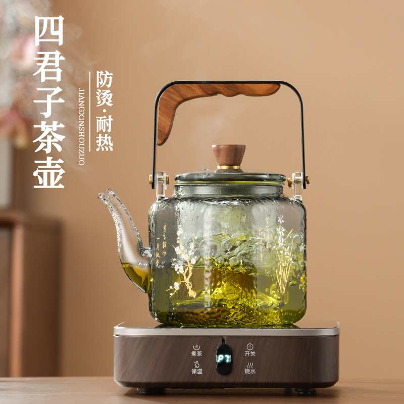 【高硼硅玻璃】煮茶壶梅兰竹菊