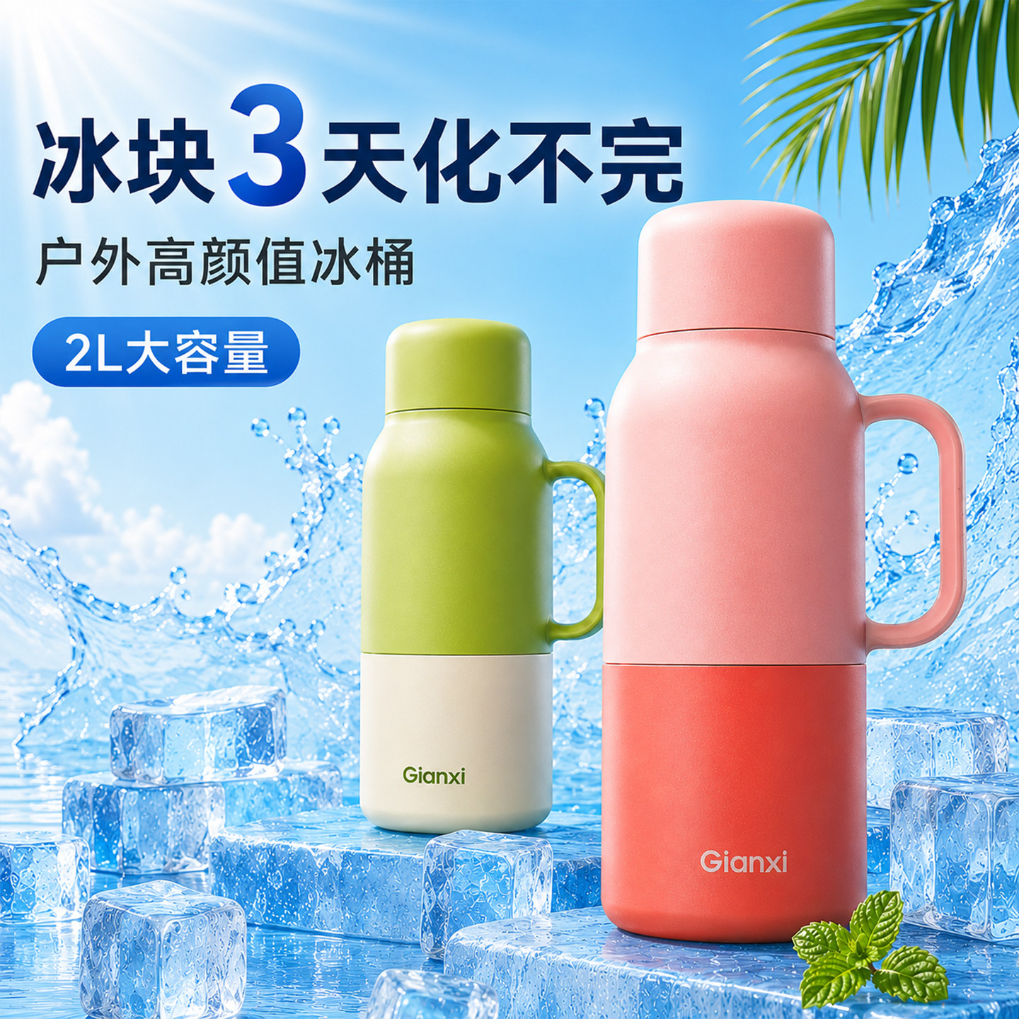 捷安玺保温杯大容量女款保冷杯冰水杯子户外大号外出便携保温水壶