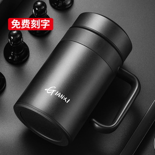 保温杯2025新款泡茶杯男士316不锈钢大容量带手柄办公室水杯男生