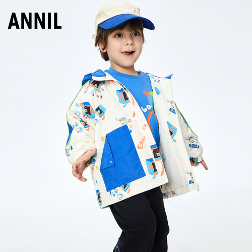 安奈儿男童短款连帽棉衣