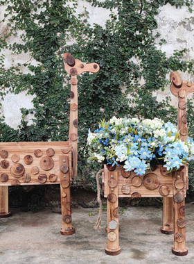 长颈鹿木质森林系民宿户外摆件