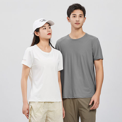 夏季冰丝速干t恤男半袖宽松透气健身跑步速干衣情侣运动短袖定制