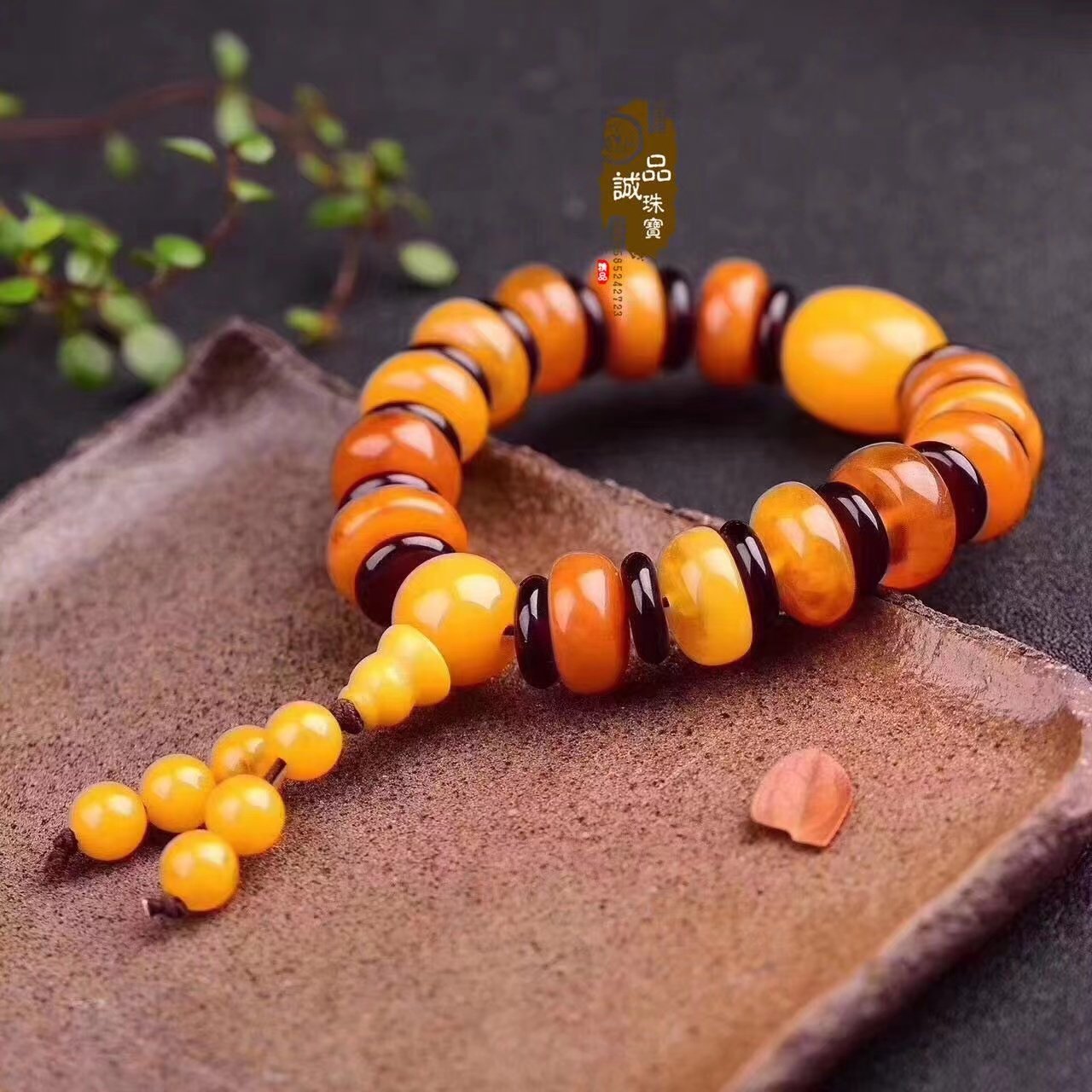 正品纯天然波罗的海老蜜蜡手串手链原石蜜蜡桶珠男女款附证书