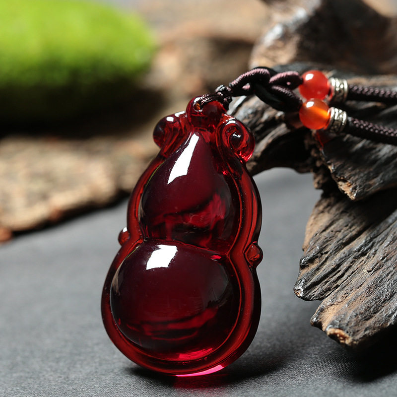 缅甸天然血泊蜜蜡水滴挂坠原石琥珀葫芦毛衣链血珀吊坠男女款项链