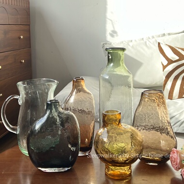 素颜｜北欧不规则玻璃花瓶直筒插花水养花器客厅餐桌轻奢装饰摆件