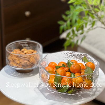 精致｜2026新年玻璃果盘八角水果碗客厅轻奢零食收纳摆件
