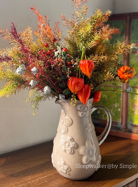 口10高24 原色灰色花朵插花壶 玫瑰郁金香百合插花餐桌装饰