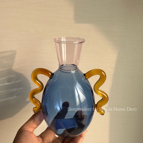 轻薄灯工喷色花瓶合集摆件客厅餐桌装饰品洋牡丹玫瑰插花容器