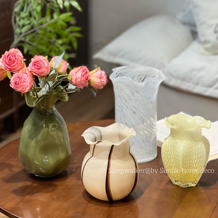 饰摆件 折纸裙边客厅插花装 小梨花边｜中古芬顿奶油风 花边花瓶