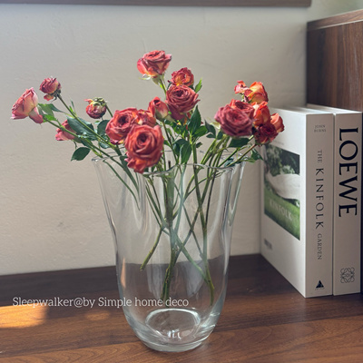 简约ins风透明裙摆造型玻璃花瓶客厅餐桌水养植物插花装饰摆件