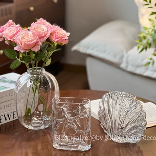 透明异形|透明百搭桌面玻璃花瓶百搭透明花瓶厚重异形透明玻璃