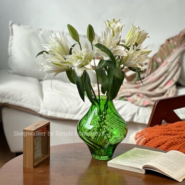 Sleepwalker北欧风简约祖母绿喷色玻璃花瓶玫瑰芍药百合百搭装饰