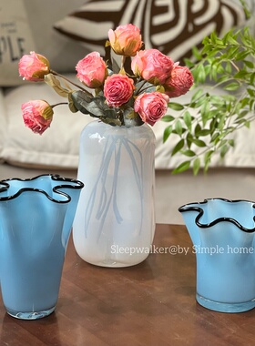 梦兰｜简约现代手工玻璃花瓶摆件客厅插花装饰品家居软装花器