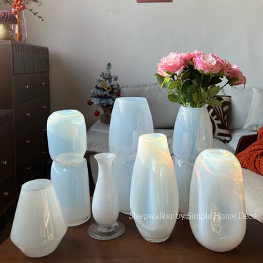 白色圣诞｜轻奢极简现代玻璃花瓶酒店茶几玄关软装饰品插花花器