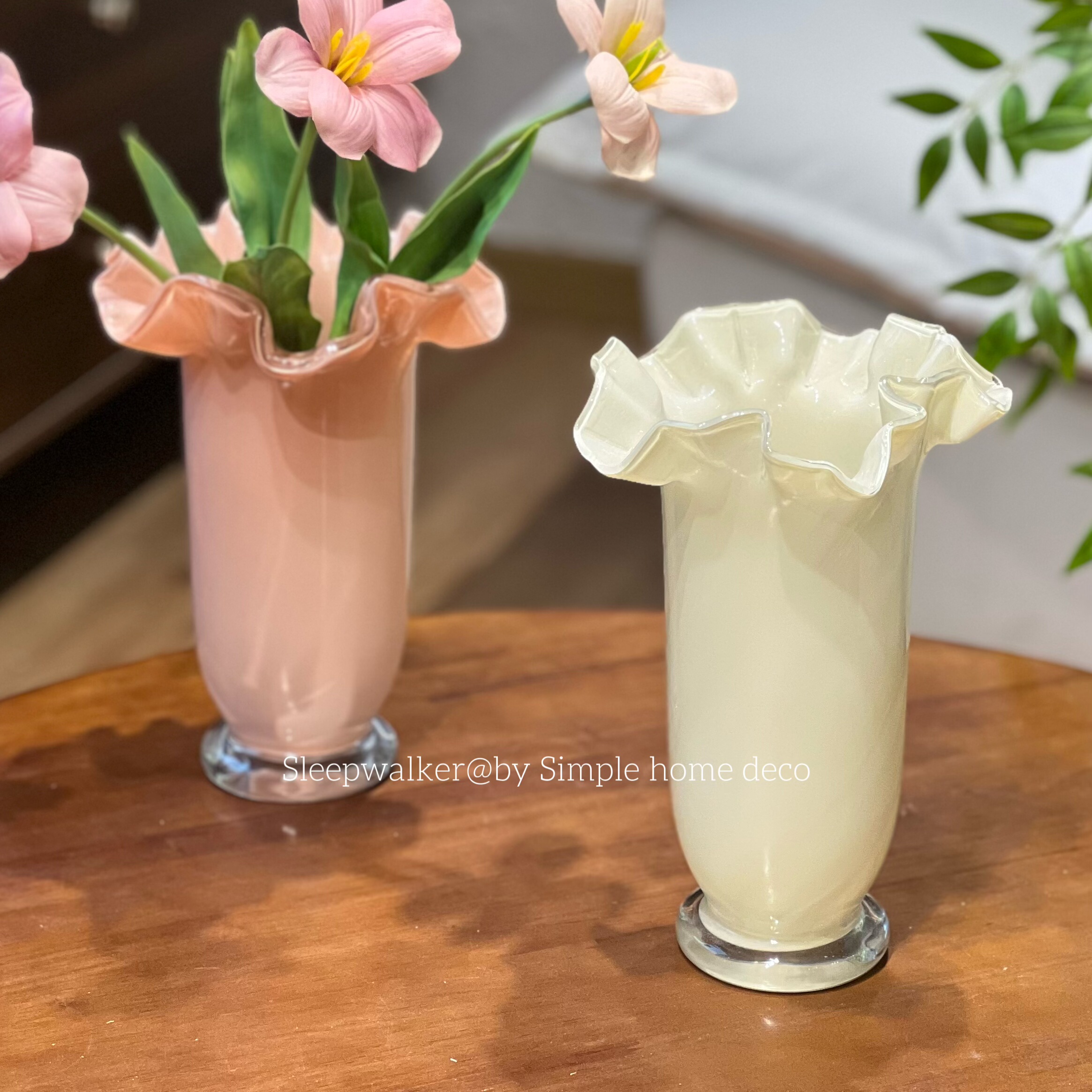 梦露｜奶油风裙摆玻璃花瓶 风灯插花摆件