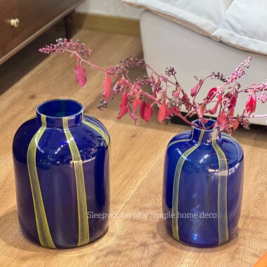 克莱因蓝｜简约现代蓝色系列宝蓝色玻璃花瓶摆件玄关酒柜装饰品