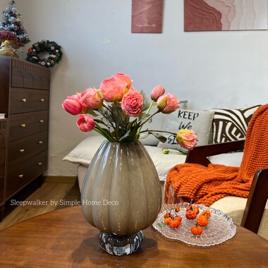 暮色之灰｜多款简约现代灰色玻璃花瓶玫瑰 鲜花绿植插花装饰摆件