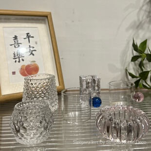 闪闪透明烛台|透明北欧加厚玻璃蜡烛台酒吧烛光晚餐家居装饰摆件