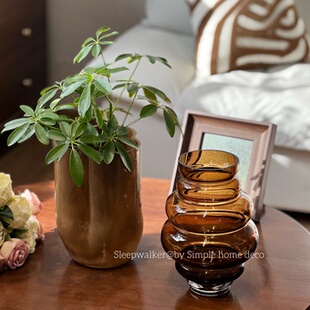 巧克力酱｜深色系列玻璃花瓶 饰摆件 玫瑰百合客厅装