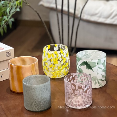 青春方盒｜多巴胺彩色厚重玻璃烛台 桌面收纳桶 笔筒 小花瓶装饰