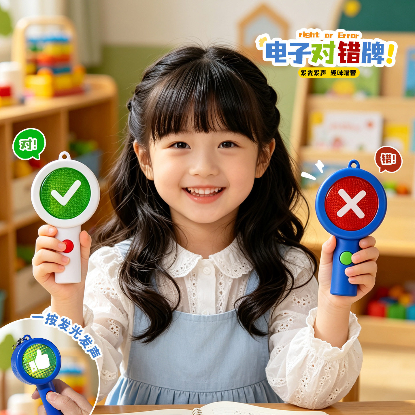 创意电子发声对错举手牌钥匙扣挂件判官夯爆了拉完了牌子搞怪批发